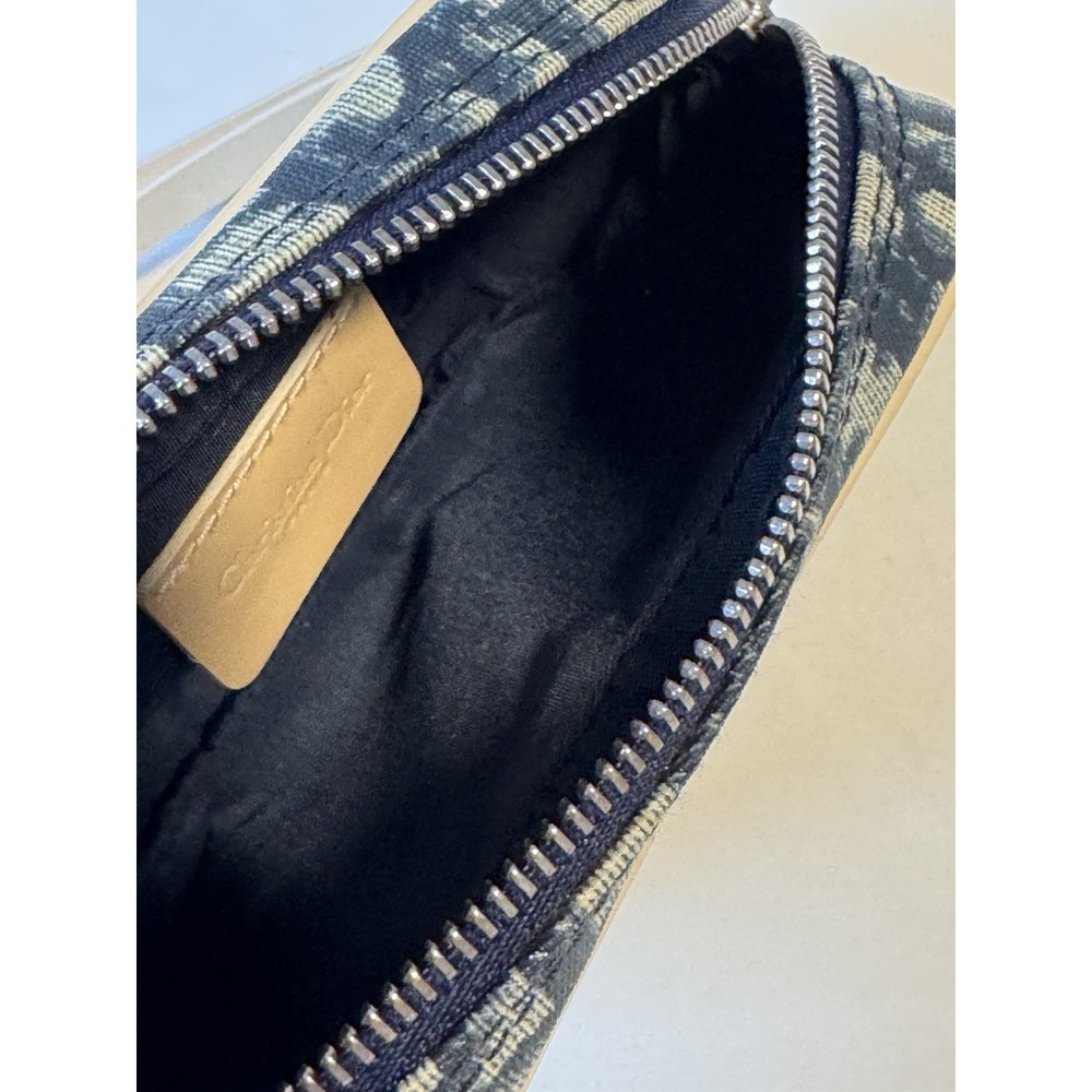 Christian Dior Trotter Canvas Pouch PVC Navy Silver Authentic - Picture 10 of 11